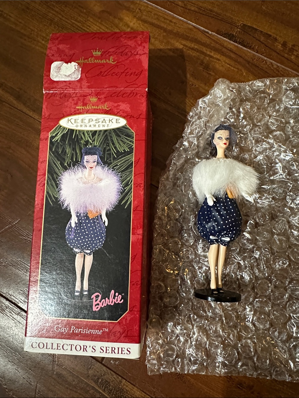 1999 Hallmark Barbie Gay Parisienne Ornament #6 Collector Series Box